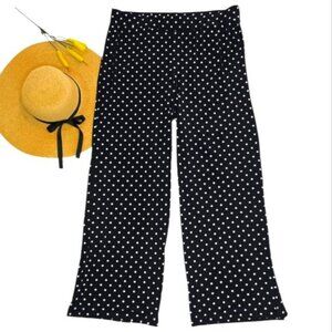 Chico's 3 Women's Pants Size XL 16 Black White Polka Dots Pull On Stretchy
